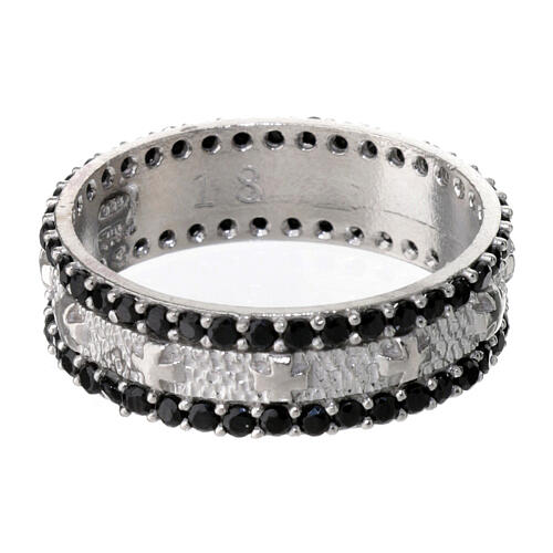 Band ring, black rhinestones, rhodium-plated 925 silver 3