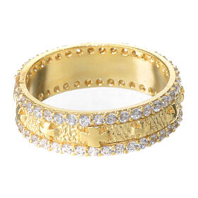 Bague argent 925 doré zircons blancs croix