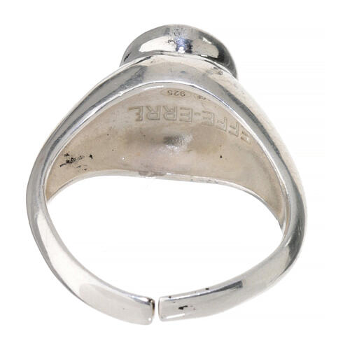 Adjustable ring with ex-voto heart, burnished 925 silver 3