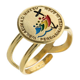 Adjustable ring with 2025 Jubilee enamelled logo, gold plated 925 silver