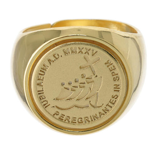 Anillo episcopal Jubileo 2025 logotipo neutral plata dorada 2