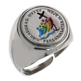 Bishop's ring with full-colour logo of the 2025 Jubilee, 925 silver