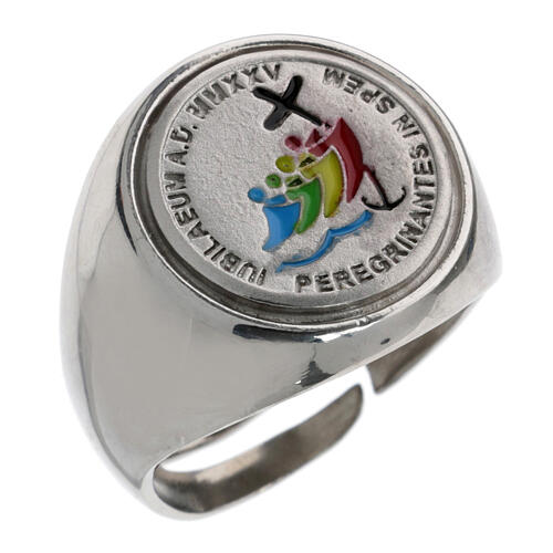 Anello vescovile Giubileo 2025 logo colori argento 925 1