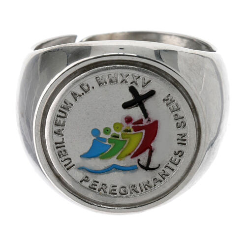 Anel episcopal Jubileu 2025 logótipos a cores prata 925 2