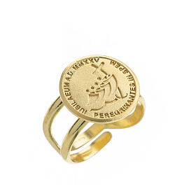 Adjustable ring with 2025 Jubilee logo, gold plated 925 silver