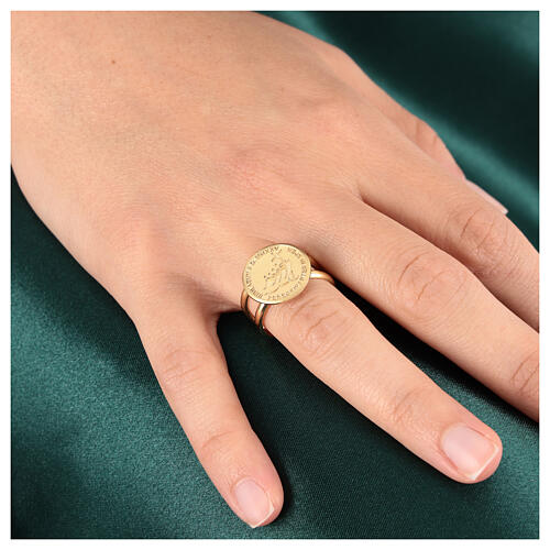 Adjustable ring with 2025 Jubilee logo, gold plated 925 silver 2