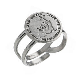 Adjustable ring with 2025 Jubilee logo, rhodium-plated 925 silver