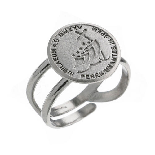 Adjustable ring with 2025 Jubilee logo, rhodium-plated 925 silver 1