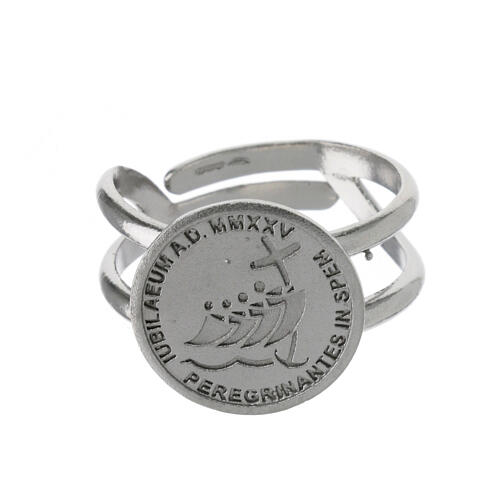 Adjustable ring with 2025 Jubilee logo, rhodium-plated 925 silver 3