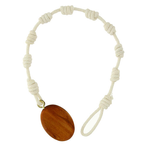 Pulsera decena con nudos Carlo Acutis blanco 2