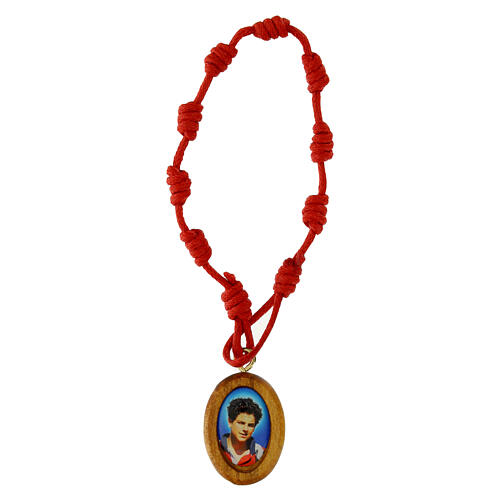 Bracciale decina con nodi Carlo Acutis rosso 1