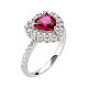 Anello cuore zircone rubino argento 925 Amen s1
