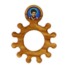 Single decade rosary of Carlo Acutis for finger, olivewood