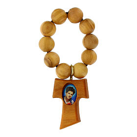 Single decade rosary of Carlo Acutis for finger, 0.28 in olivewood beads