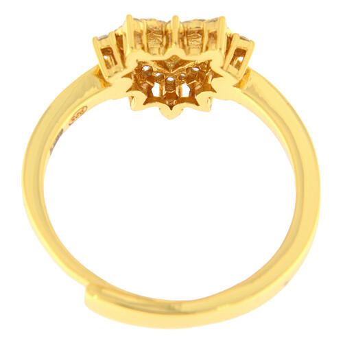 Ring, vergoldet, Herzform, weiße Zirkonia, 925er Silber, Agios 4