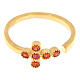 Gold plated adjustable ring by Agios, cross with orange rhinestones, 925 silver s3