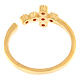 Gold plated adjustable ring by Agios, cross with orange rhinestones, 925 silver s4