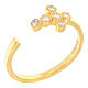 Gold plated adjustable ring by Agios, cross of white rhinestones, 925 silver s1