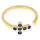 Bague réglable dorée croix zircons bleus argent 925 Agios s3