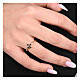 Adjustable ring by Agios, cross with black rhinestones, gold plated 925 silver s2
