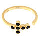 Adjustable ring by Agios, cross with black rhinestones, gold plated 925 silver s3
