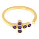 Adjustable gold ring cross purple zirconia 925 silver, Agios s3
