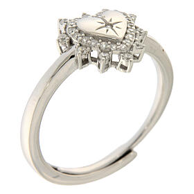 Ring, 925er Silber, Herzform, weiße Zirkonia, verstellbar – Agios