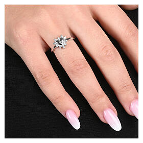 Ring, 925er Silber, Herzform, weiße Zirkonia, verstellbar – Agios