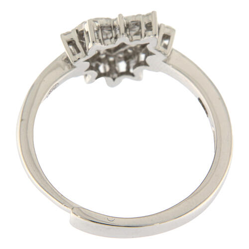 Ring, 925er Silber, Herzform, weiße Zirkonia, verstellbar – Agios 4