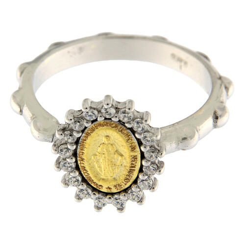 Ring, 925er Silber, Gottesmutter von der Wunderbaren Medaille, vergoldet, weiße Zirkonia, verstellbar – Agios 3