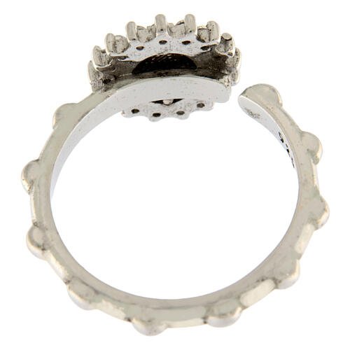 Ring, 925er Silber, Gottesmutter von der Wunderbaren Medaille, vergoldet, weiße Zirkonia, verstellbar – Agios 4