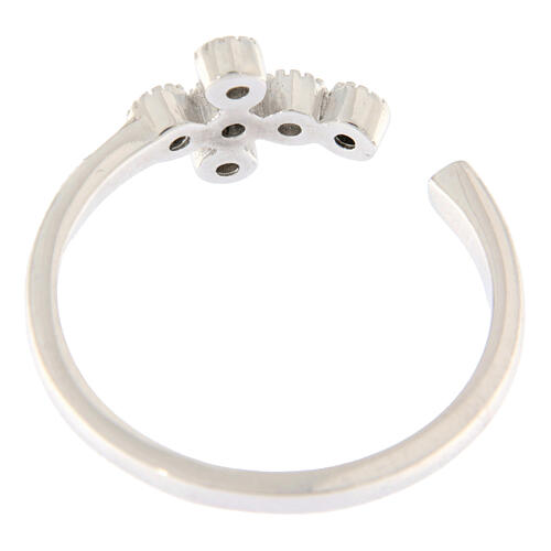 Adjustable ring white zirconia cross 925 silver, Agios 4