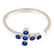 Adjustable cross ring blue zircons silver 925, Agios s3