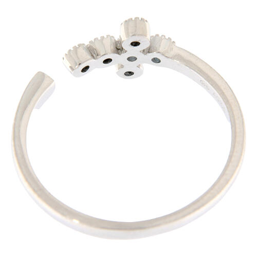 Bague réglable croix en zircons bleu ciel argent 925 Agios 4