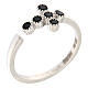 Anillo ajustable cruz zircones negros plata 925 Agios s1