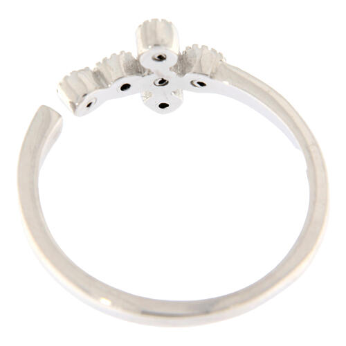 Anello regolabile croce zirconi neri argento 925 Agios 4