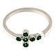 Adjustable cross ring emerald green zirconia 925 silver, Agios s3