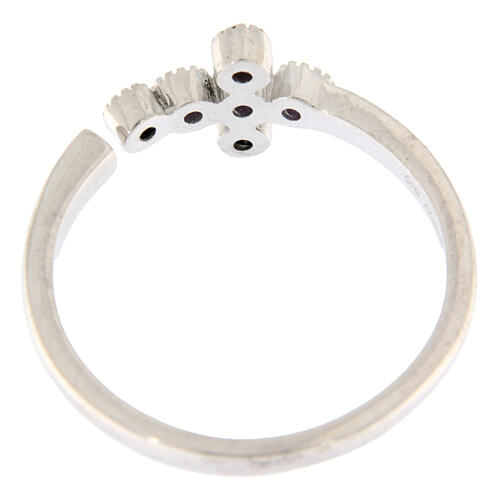 Ring, 925er Silber, Kreuz mit violetten Zirkonia, verstellbar – Agios 4