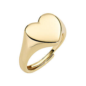 Gold plated ring by AMEN with heart, 925 silver