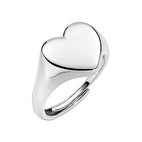 Simple heart-shaped ring by AMEN, rhodium-plated 925 silver