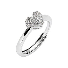 Ring Herz mit weißen Zirkonen AMEN aus Silber 925