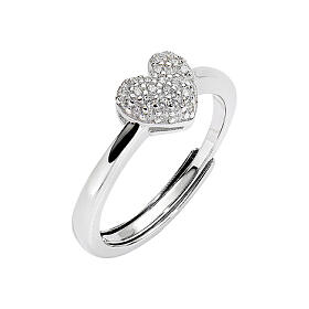 Ring with rhinestone heart by AMEN, 925 Silver