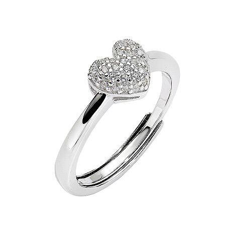 Ring with rhinestone heart by AMEN, 925 Silver 1