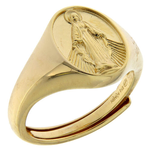 Verstellbarer Chevalier-Ring Amen Miracolosa Madonna aus 925er Silber 1