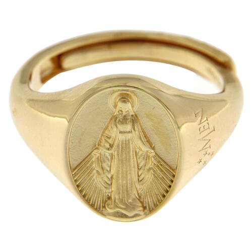 Chevalière Amen Vierge Miraculeuse en argent 925 réglable 2