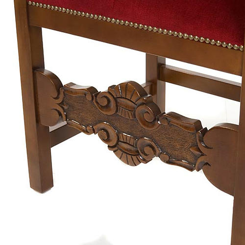 Cadeira de presidência barroca sacristia madeira nogueira veludo 3