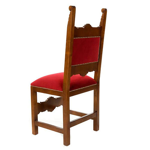 Cadeira barroca sacristia madeira nogueira veludo 2