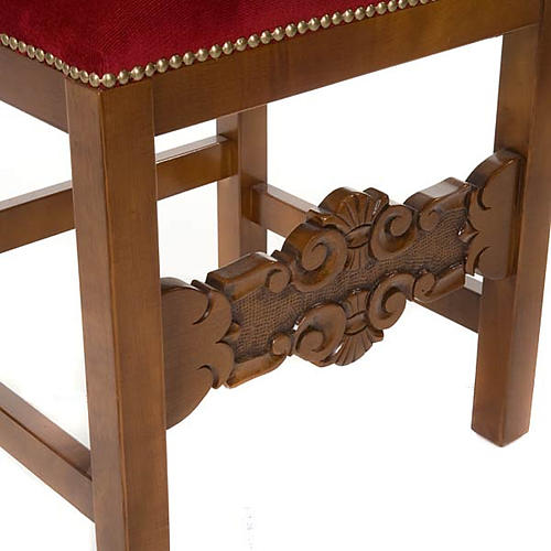 Cadeira barroca sacristia madeira nogueira veludo 5