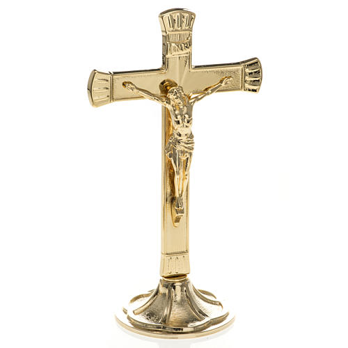 Cruz y candelabros para altar completo de latón dorado 4
