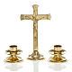 Cruz y candelabros para altar completo de latón dorado s1